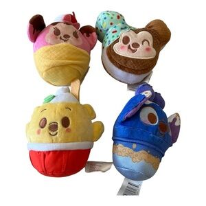 Disney Character Snack-Themed Plush Lot – Set of 4